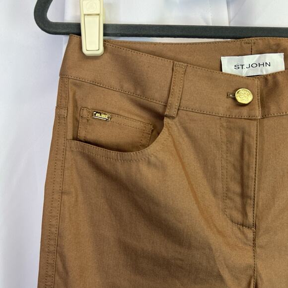 ST JOHN Women Sz 4 Siena Cotton Stretch Straight Leg 5 Pocket Pants - Picture 4 of 10